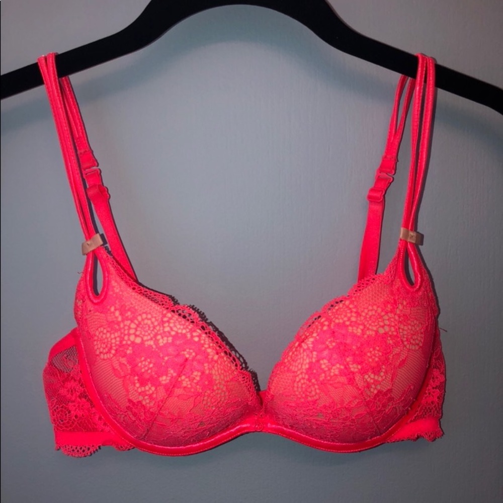 Victoria Secret Hot Pink Lacey Push-up Bra 34B